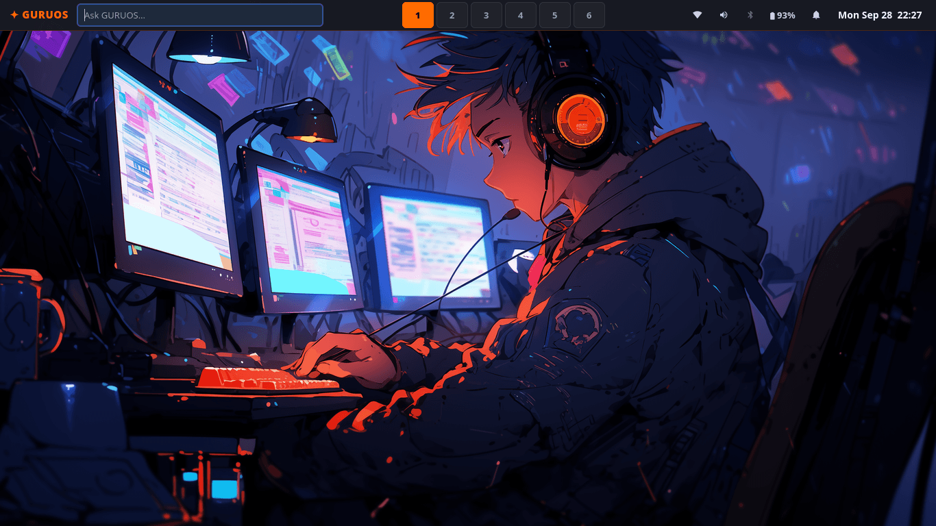 Screenshot of GuruOS — AI-Powered Linux Desktop